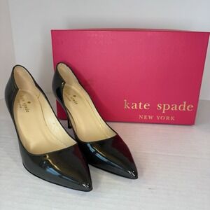 Kate Spade New York Womens Patent Leather Pointed Toe Pumps Grey Size 5.5 M Box
